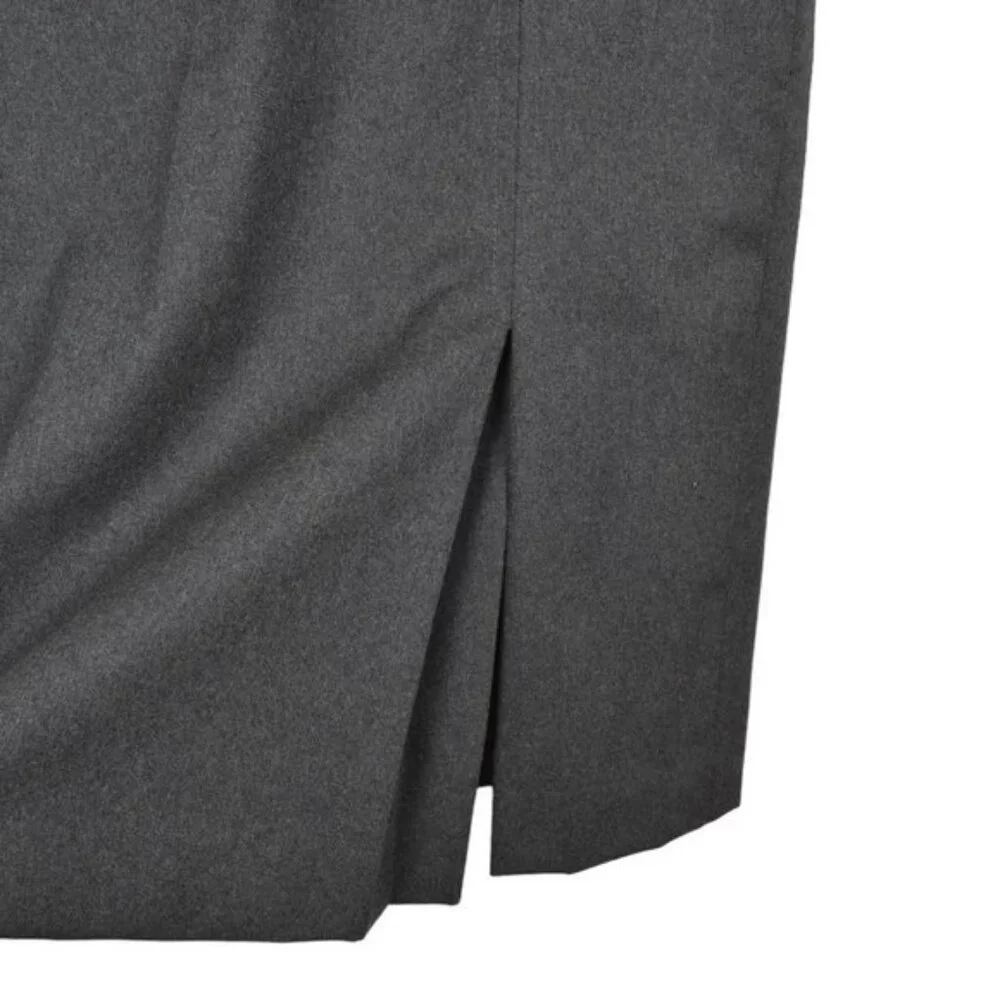 Vintage Allure Wool Grey  Midi Skirt Pencil Front Slit Size Medium - Picture 2 of 10